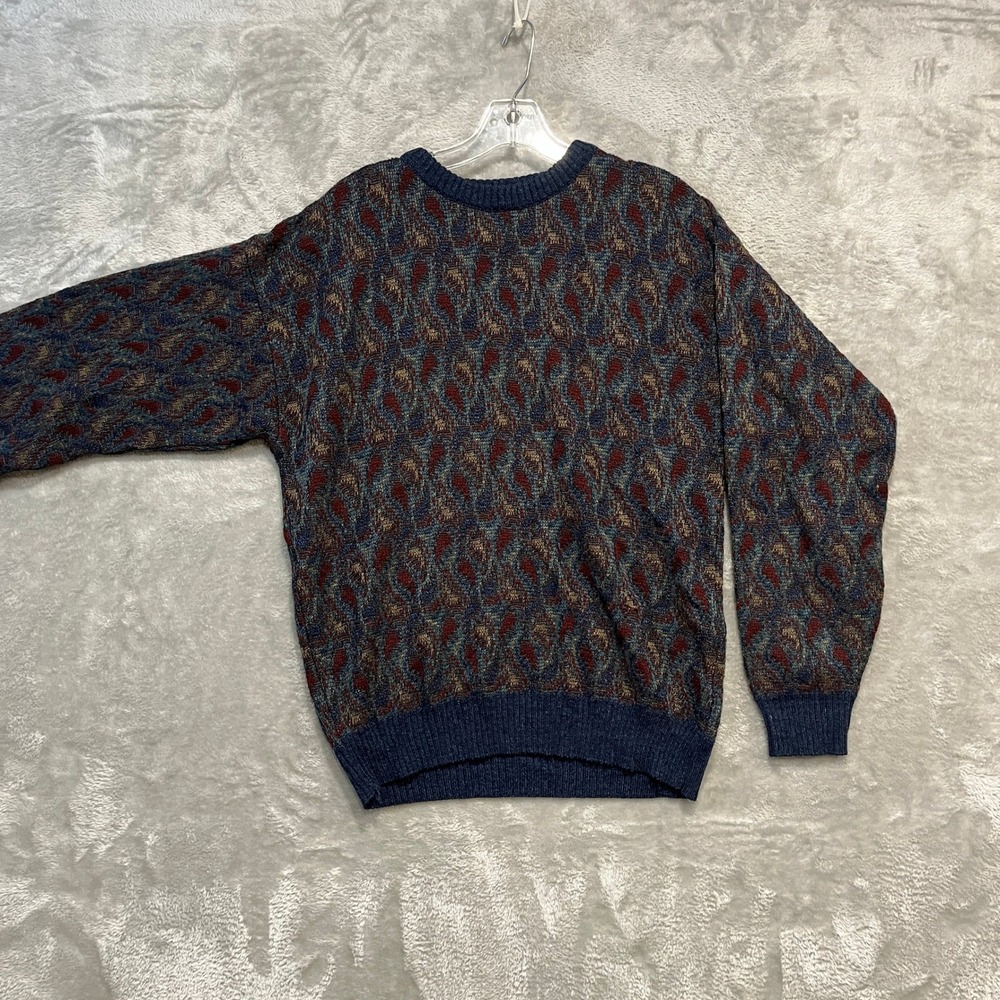 Munsingwear Sweater Men M Blue Abstract Jacquard Knit Crewneck Vintage Grandpa